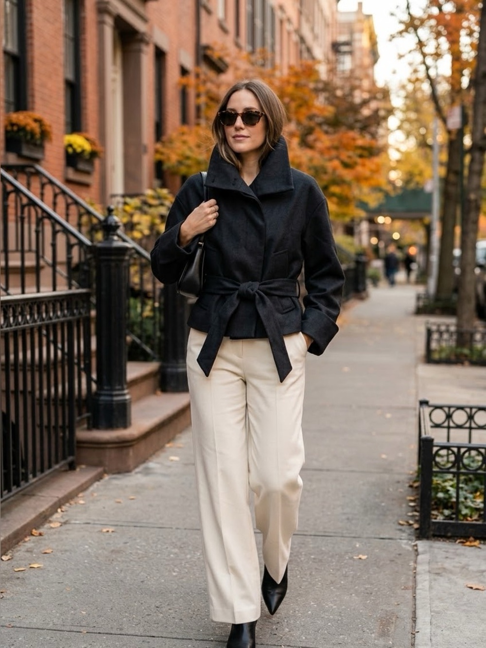 Club Monaco Black Tie-Waist Trench Coat